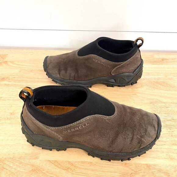 Merrell Suede Slip On Winter Mocs in Gunsmoke Brown Trail Shoes, Size 8.5 - Picture 9 of 11
